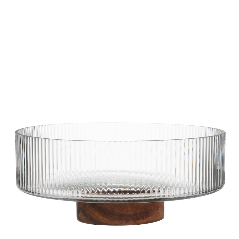 Maku Kitchen Life Maku Tarjoilukulho uurretulla lasilla 26 cm Kirkas/Puu