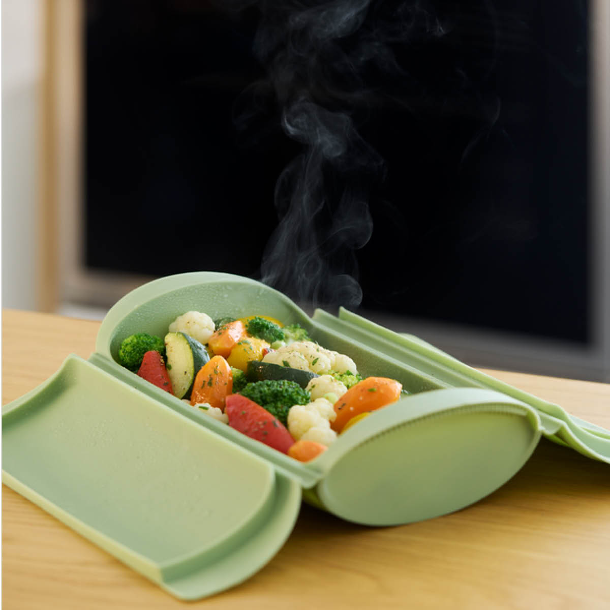 Lékué Ångkokare för mikrovågsugn 2 port. grön