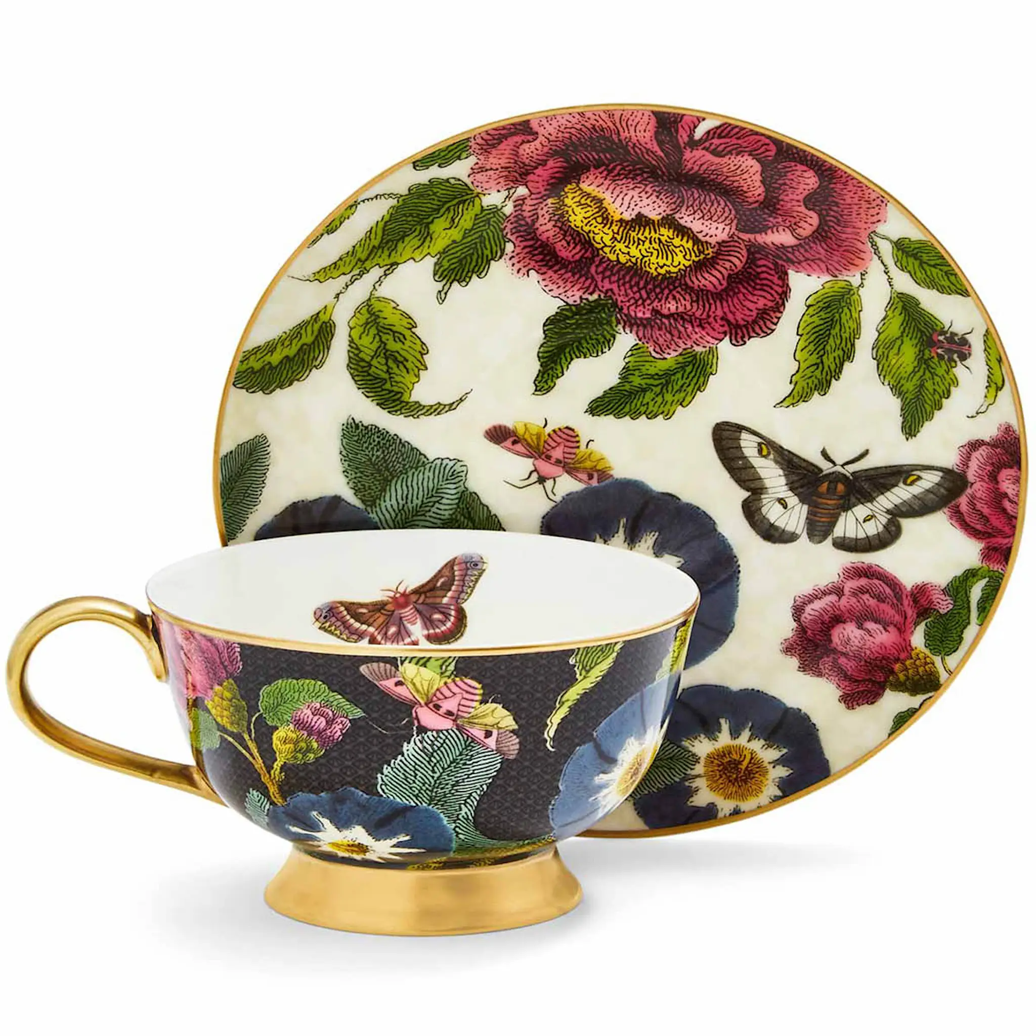 Spode Creatures of Curiosity Teekuppi + Vati 20 cl Dark Floral