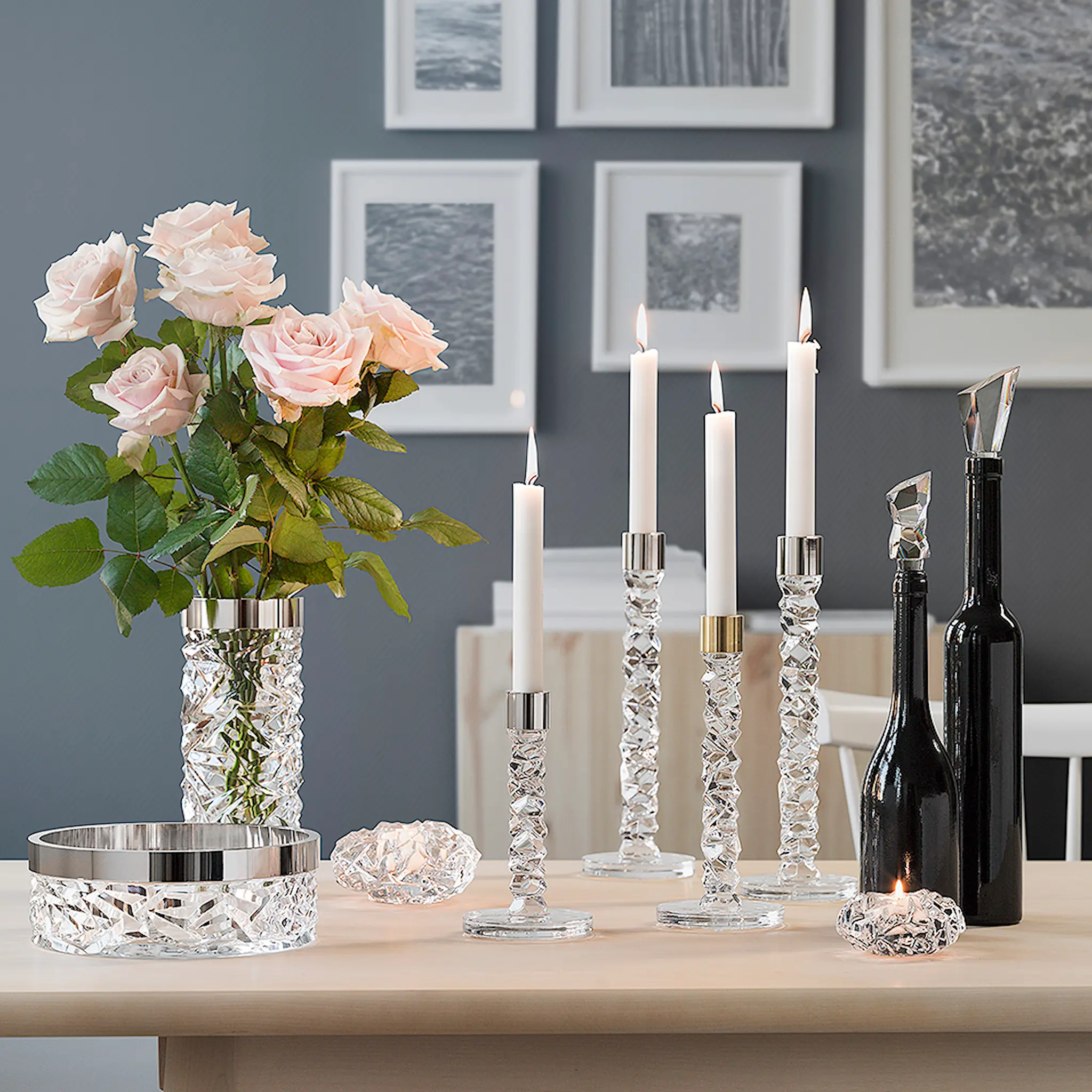 Orrefors Carat Kynttilänjalka 18,3 cm Messinki