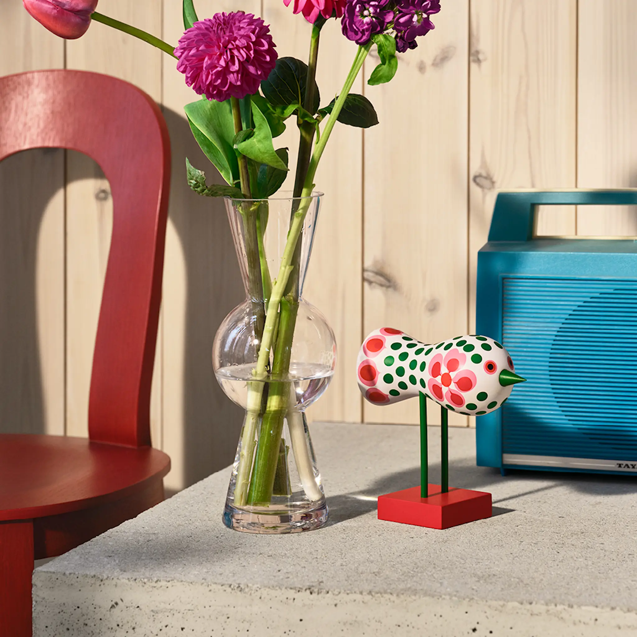 Design House Stockholm Lisa Larson Birds 1967 No.6 16 cm röd/grön