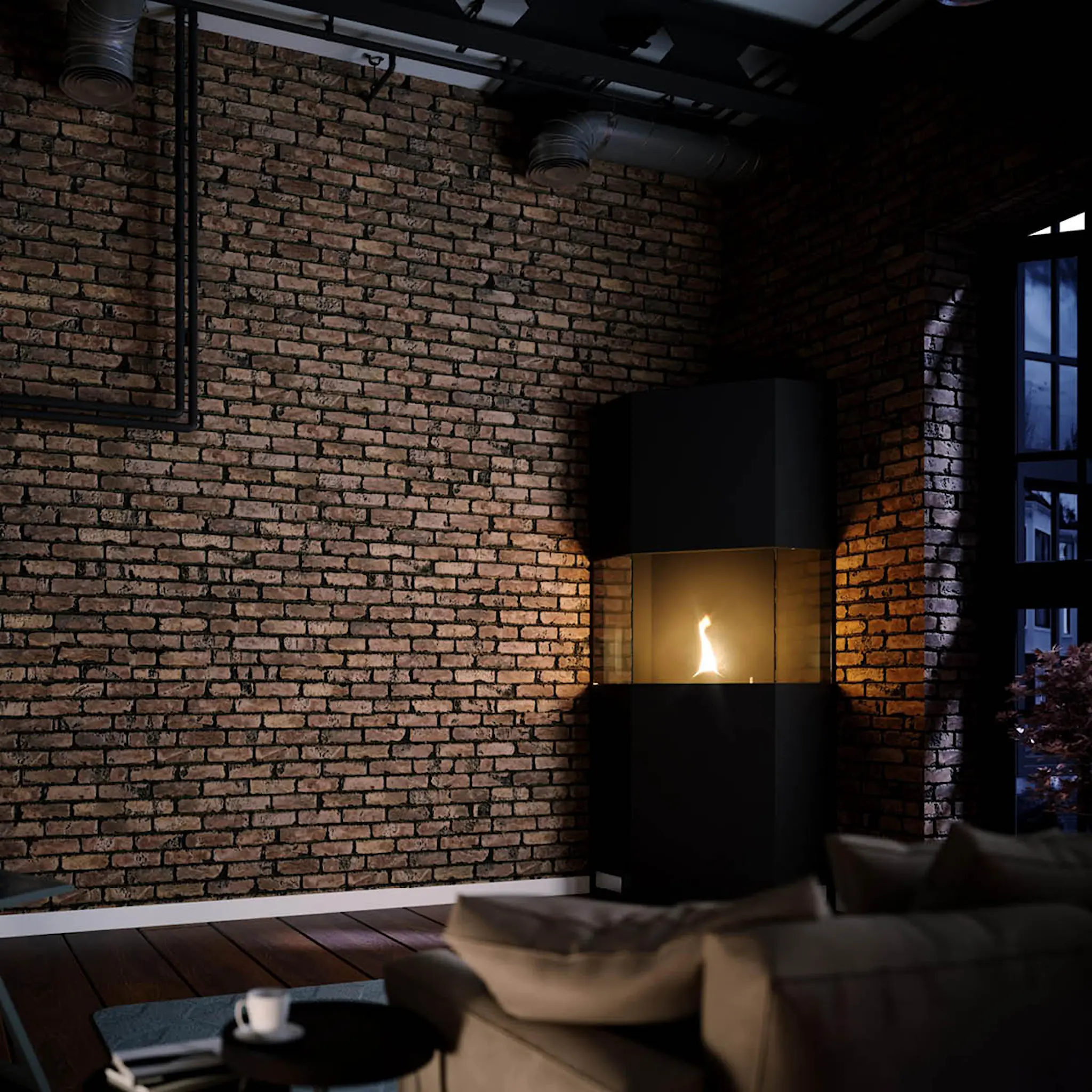 Tenderflame Indie 180 fristående kamin 170 cm 1 L svart