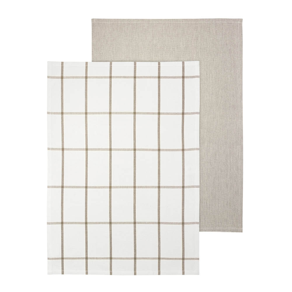 Blomus Taulo kökshandduk 70x50 cm 2-pack vit/beige rutig