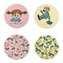 Pippi glasunderlägg Frukter 4-pack rosa/gul