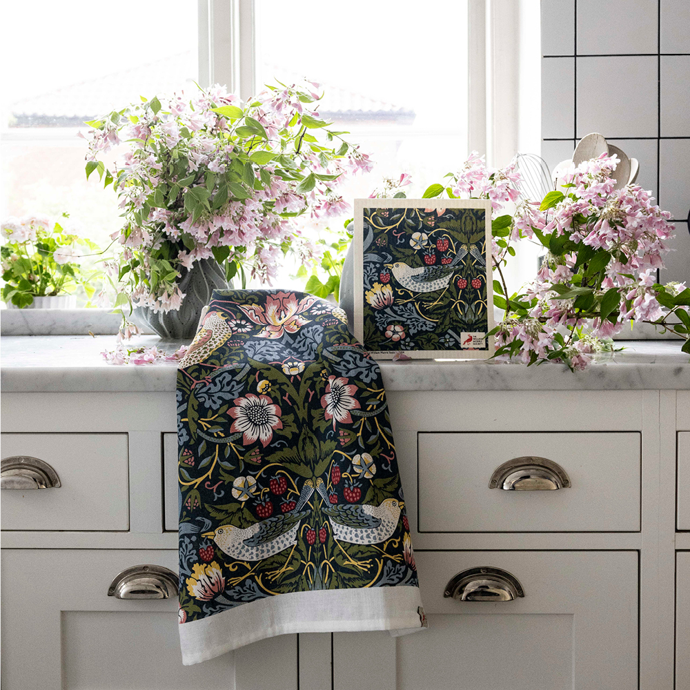 Citronelles William Morris set kökshandduk & disktrasa Strawberry thief