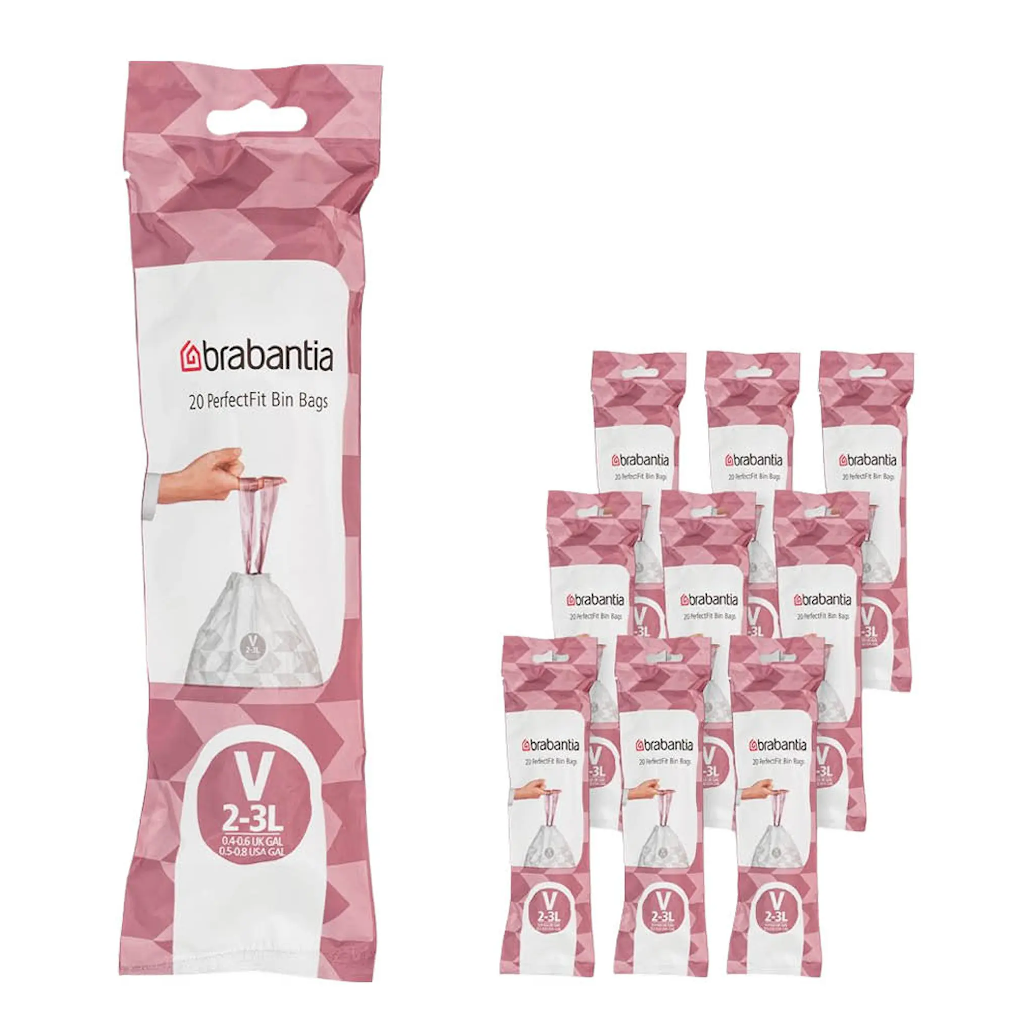 Brabantia PerfectFit avfallspåsar 2-3 L 200-pack Kod V vit