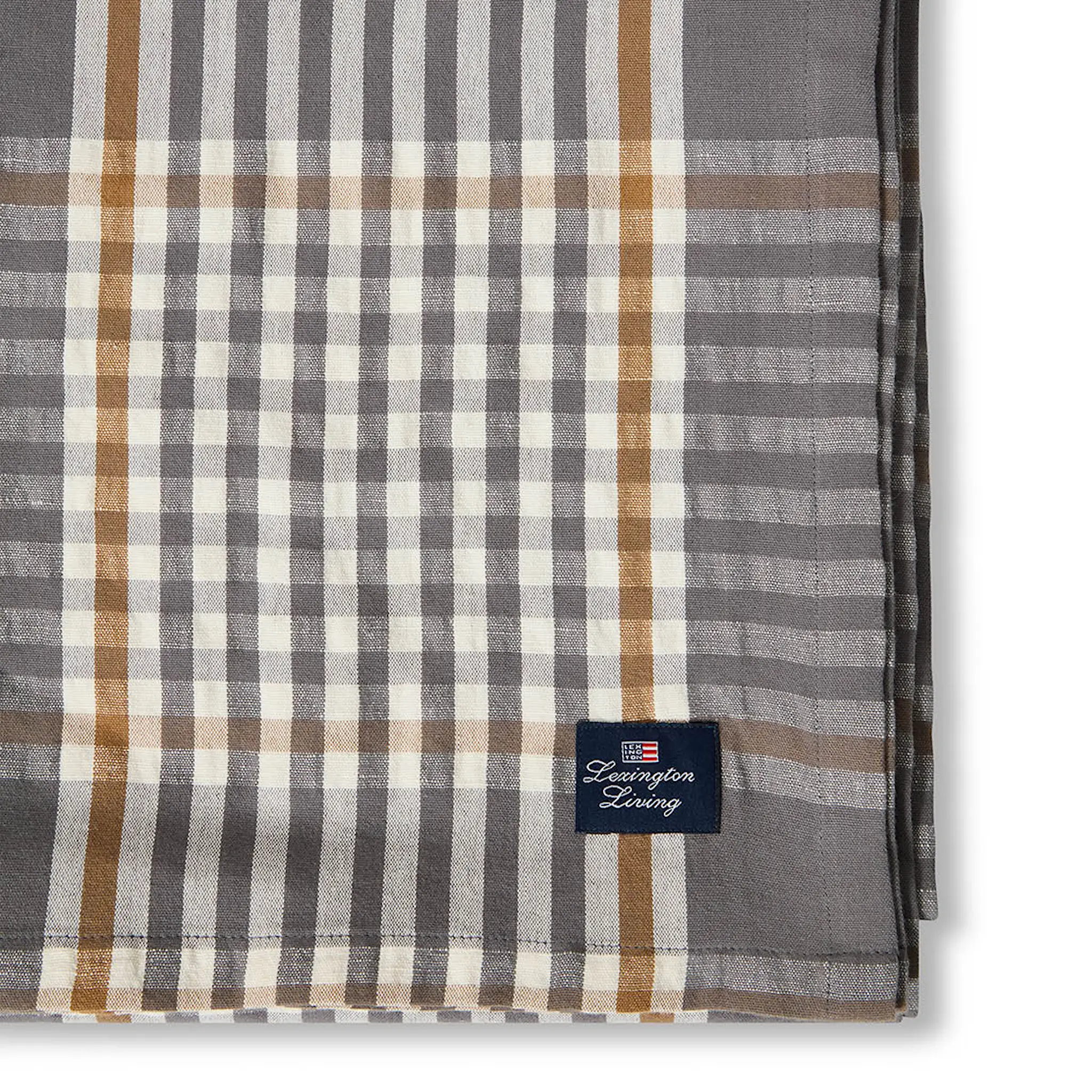 Lexington Rutig duk 150x250 cm grå/vit/fudge