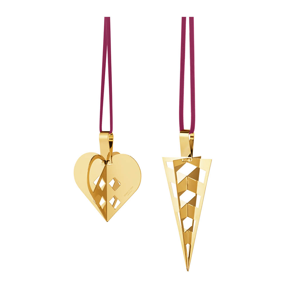 Georg Jensen Jul 2025 julhänge 2 delar hjärta & strut guld/röd