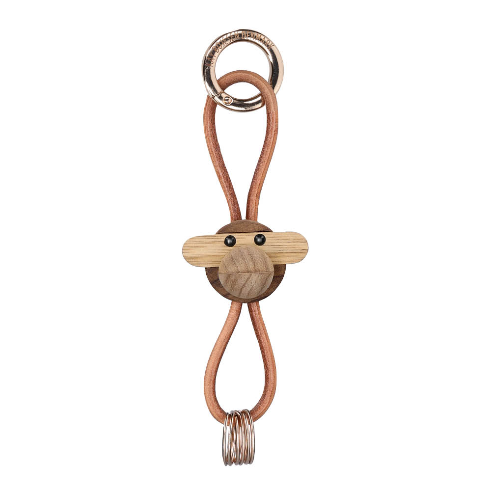 Kay Bojesen Denmark - Avainrengas Apina 3 cm Kulta/Beige/Tiikki/Limba