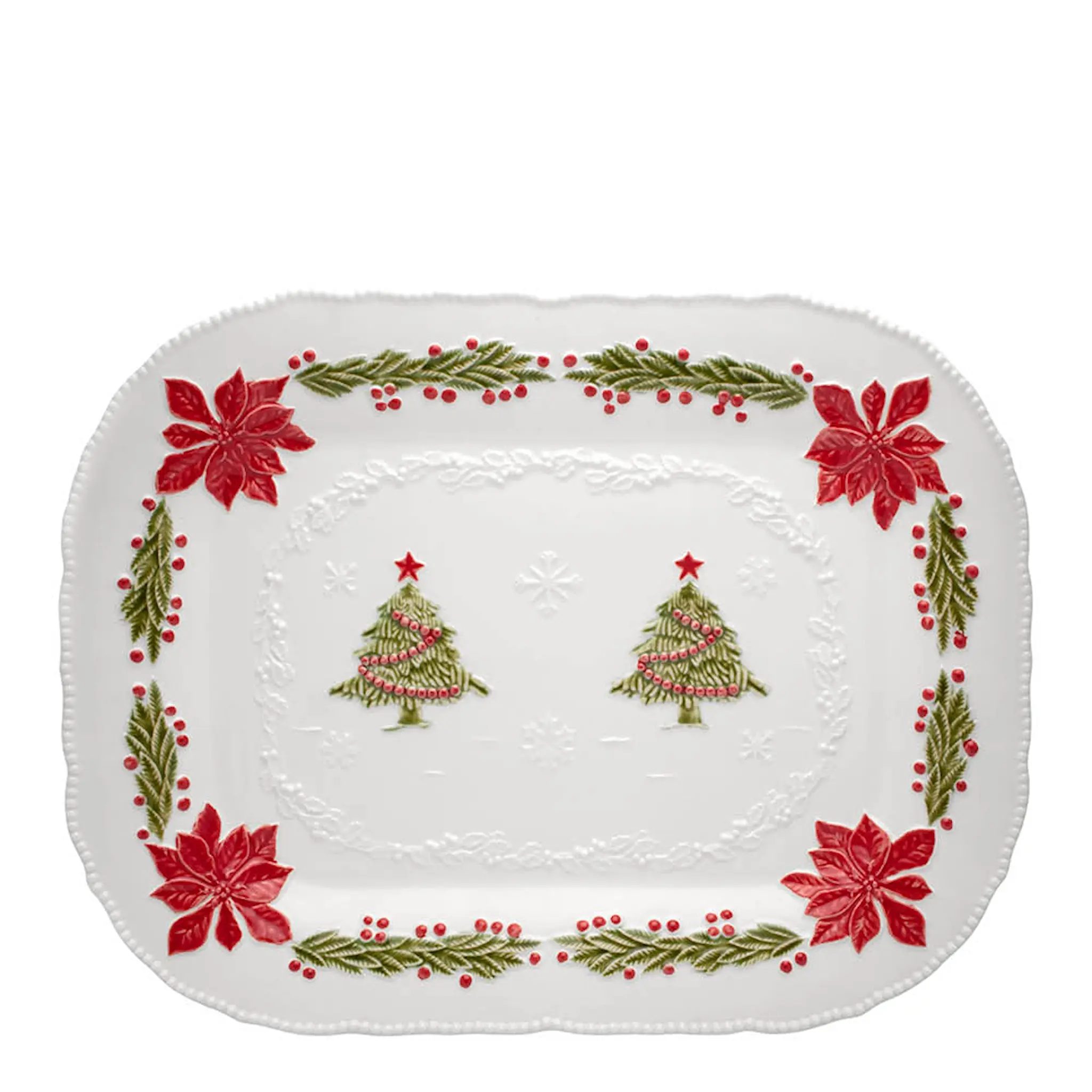 Bordallo Pinheiro Christmas serveringsfat 47x36 cm vit