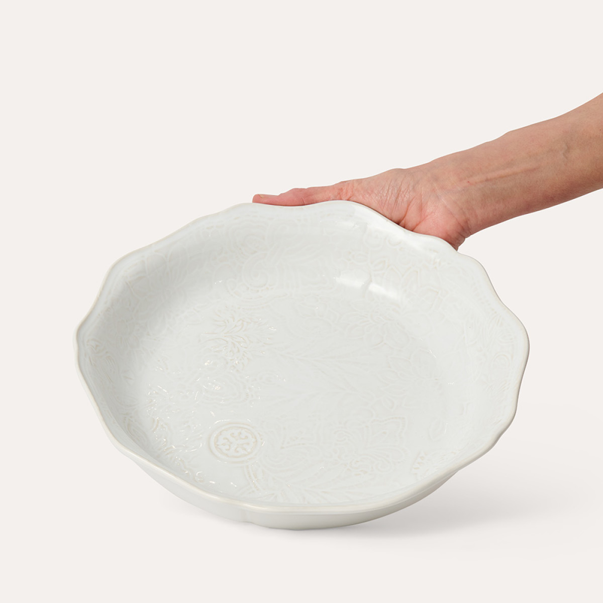 Sthål Arabesque pajform 25 cm Vit