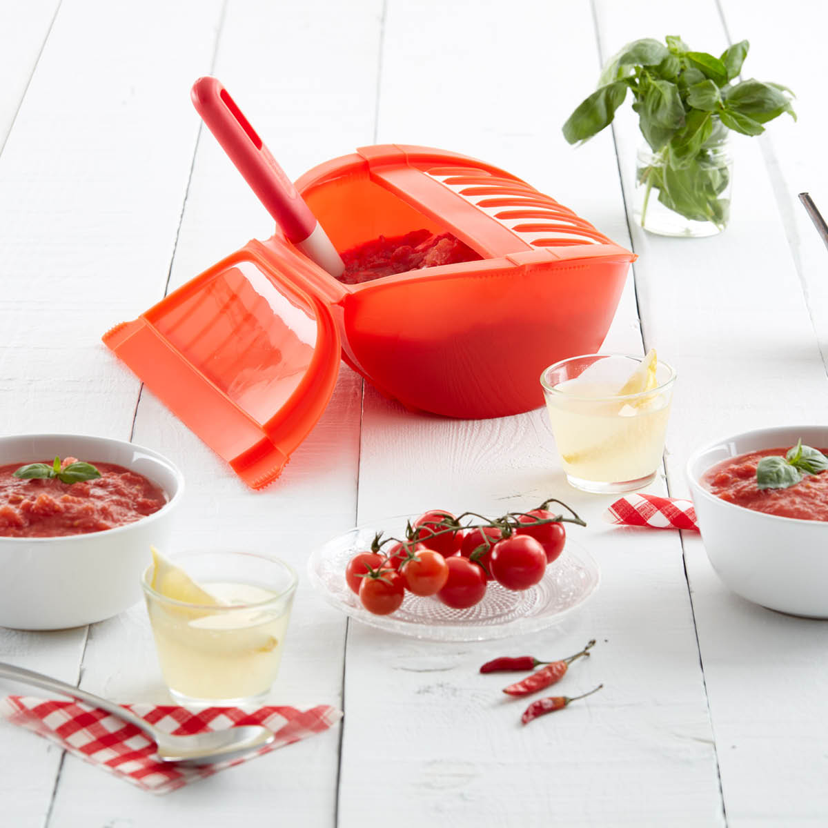 Lékué Djup ångkokare för mikrovågsugn 3-4 port. röd