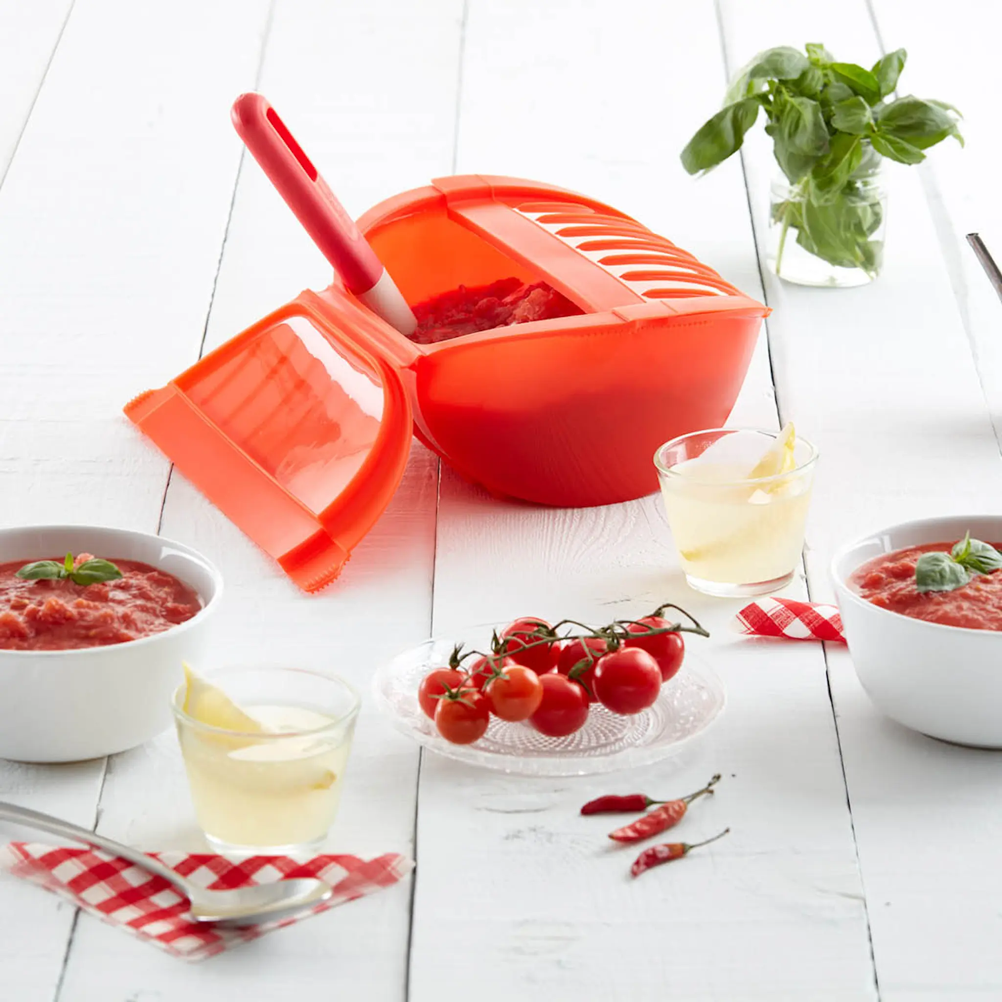 Lékué Djup ångkokare för mikrovågsugn 3-4 port. röd