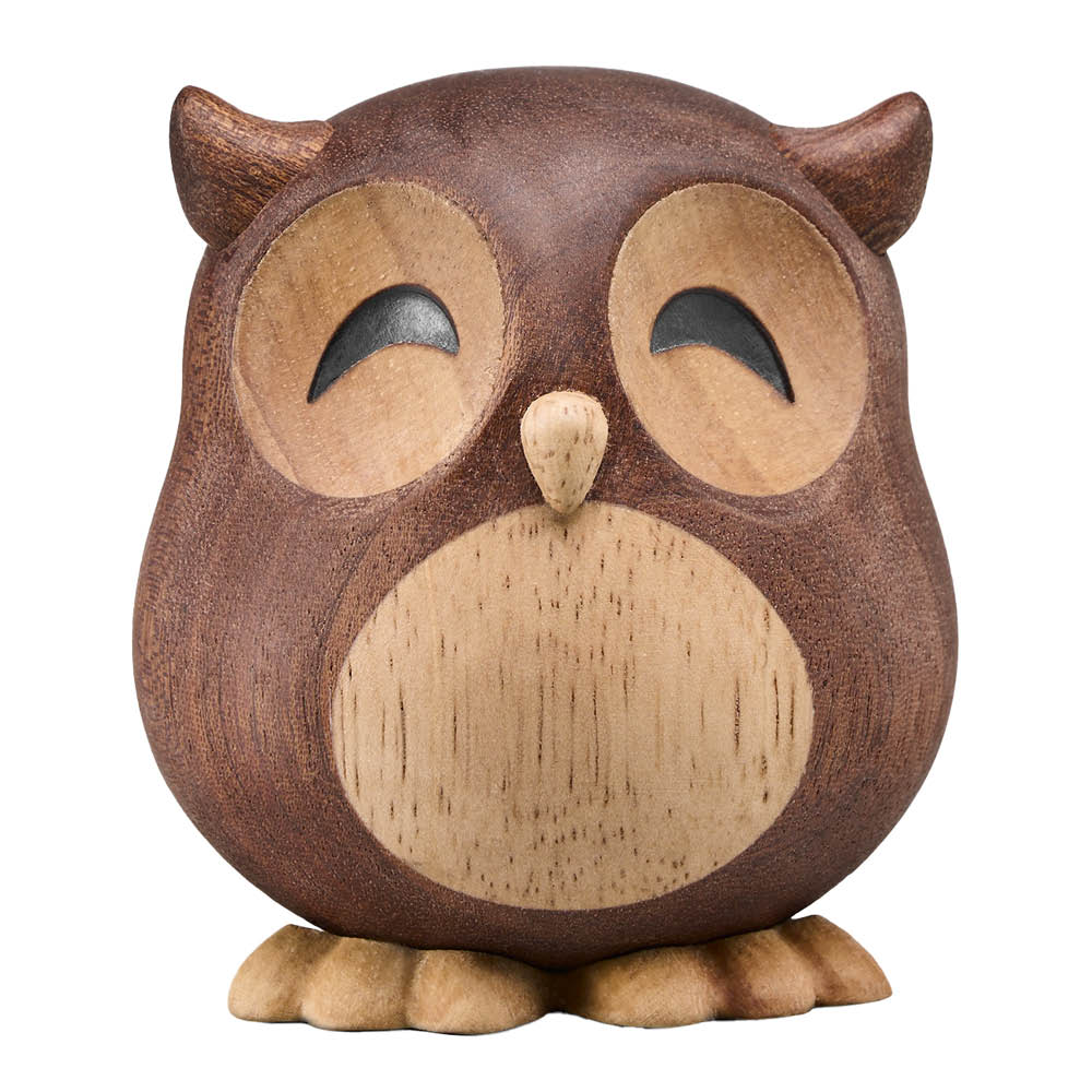 FableWood Villum uggla träfigur 8 cm gummiträ/sapele