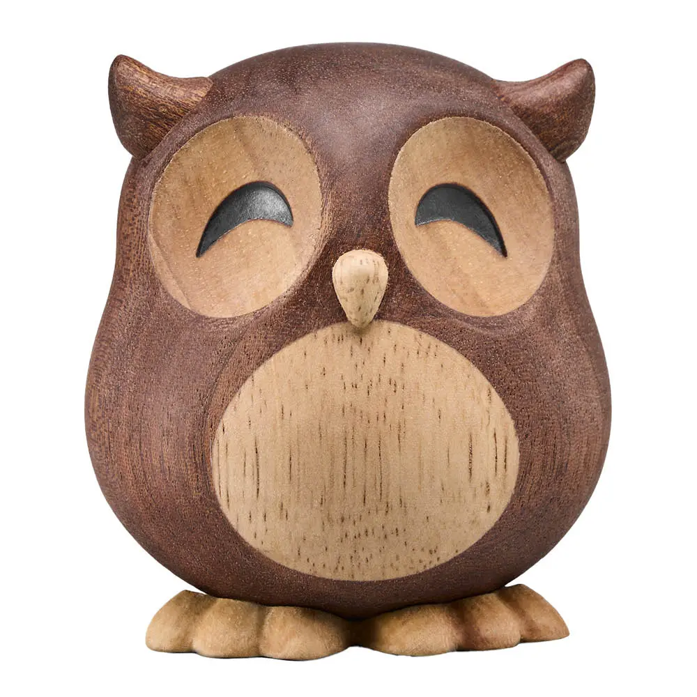 Puufiguuri pöllö Villum 8 cm Kumipuu/Sapele