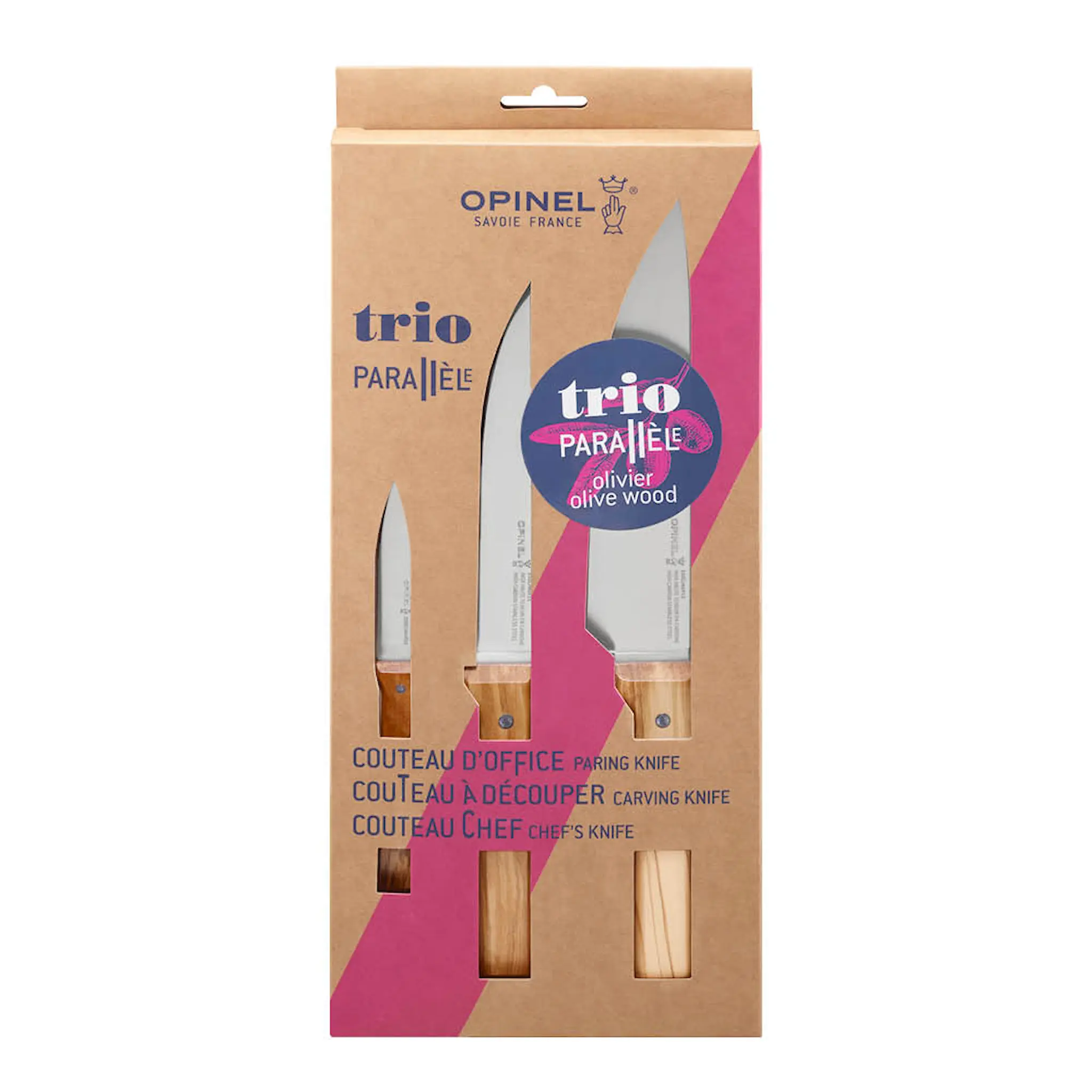 Opinel Parallèle Trio knivset 3 delar oliv