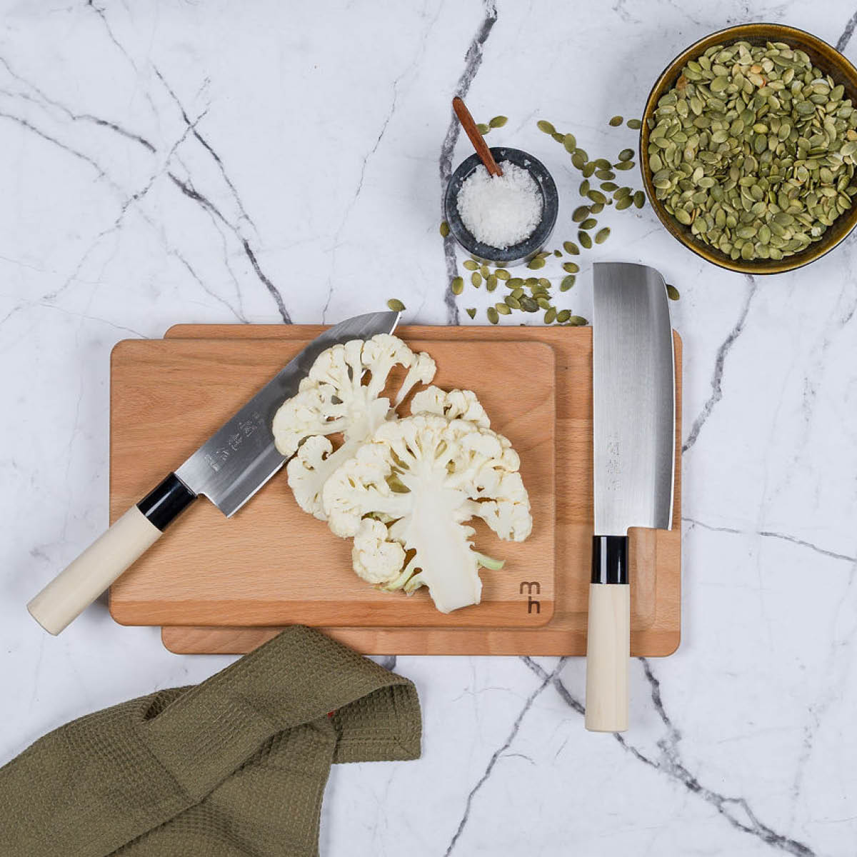 Sekiryu Knivsett 2 deler stål/poppeltre