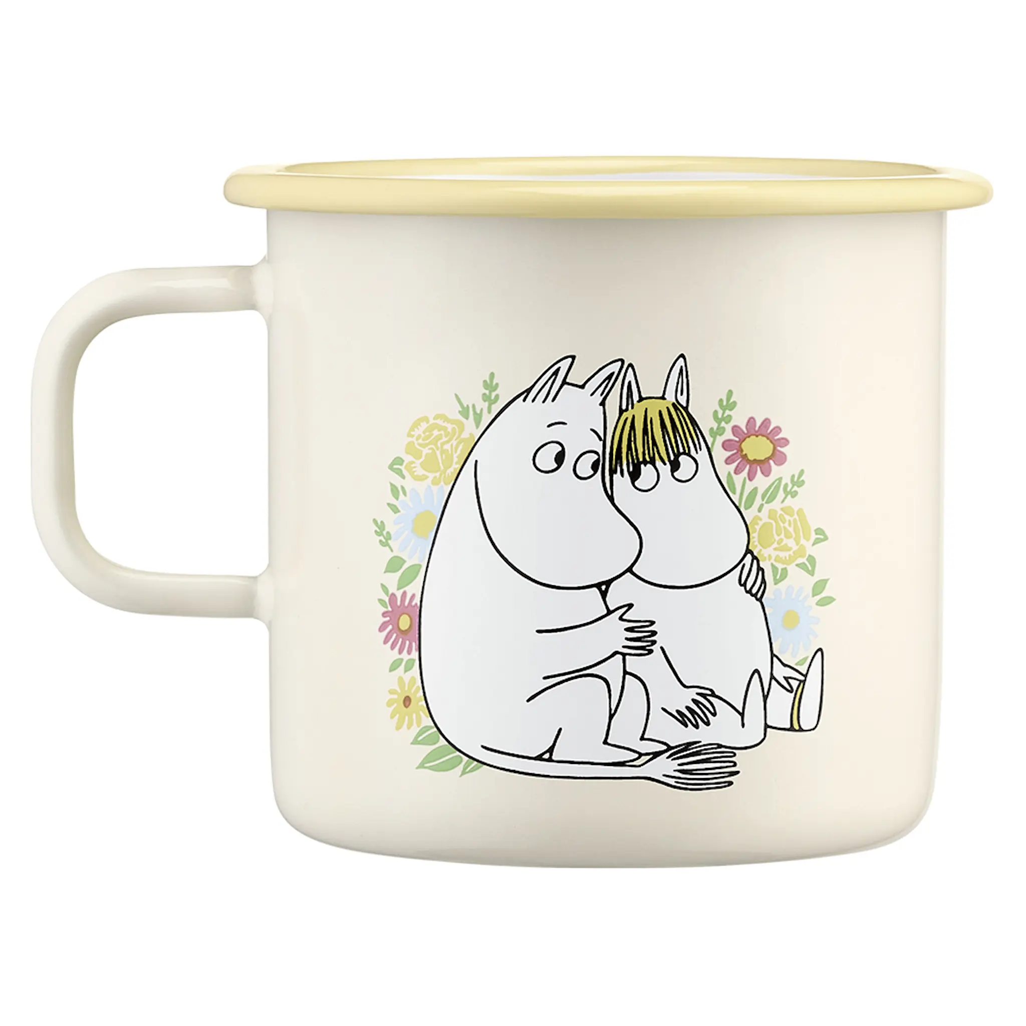 Muurla Mumin emaljmugg 55 cl blommor vit