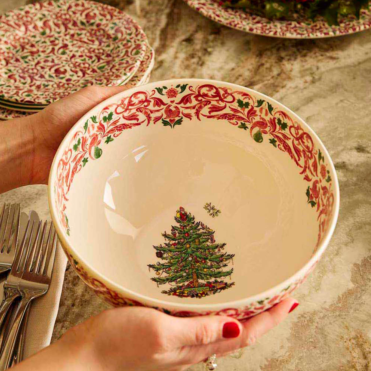 Spode Christmas Tree Yuletide salladsskål 23 cm