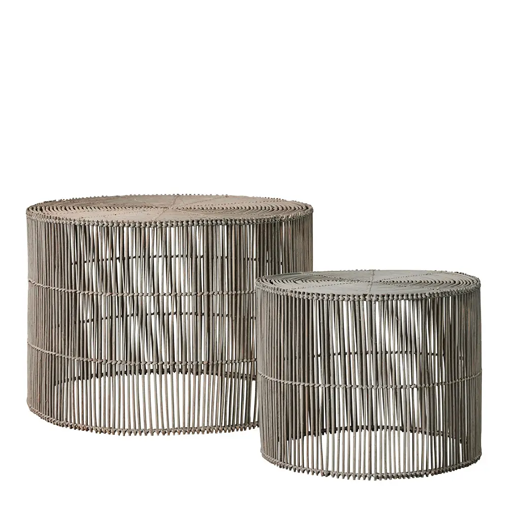 Harper Sivupöytä 65x65x45 cm 2 osaa Rottinki/Harmaa