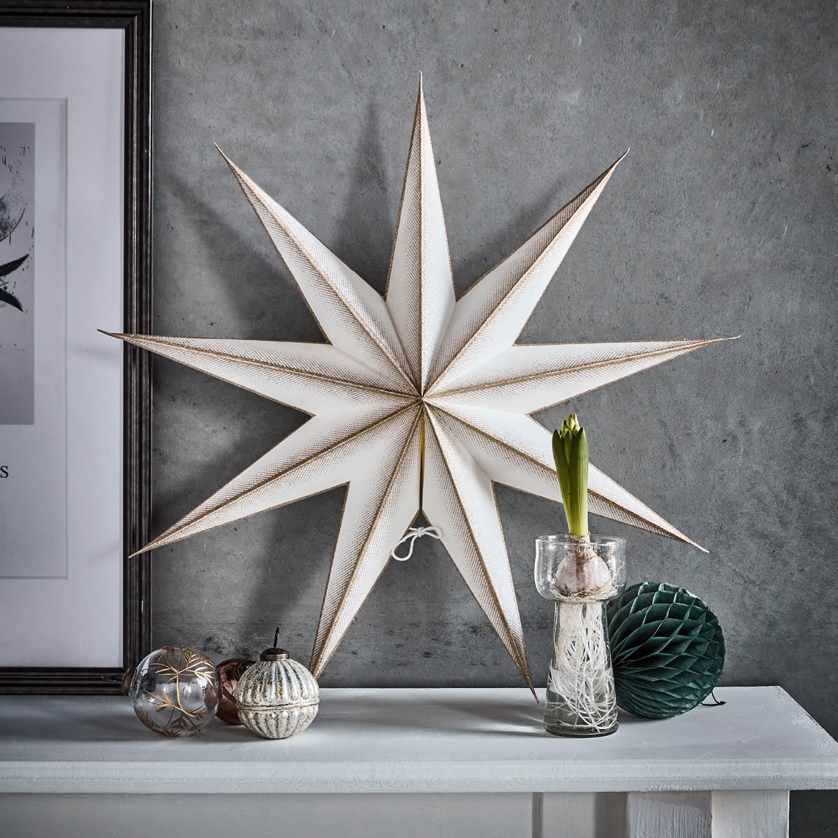 House Doctor 9 Point adventsstjärna 60 cm off-white champagne