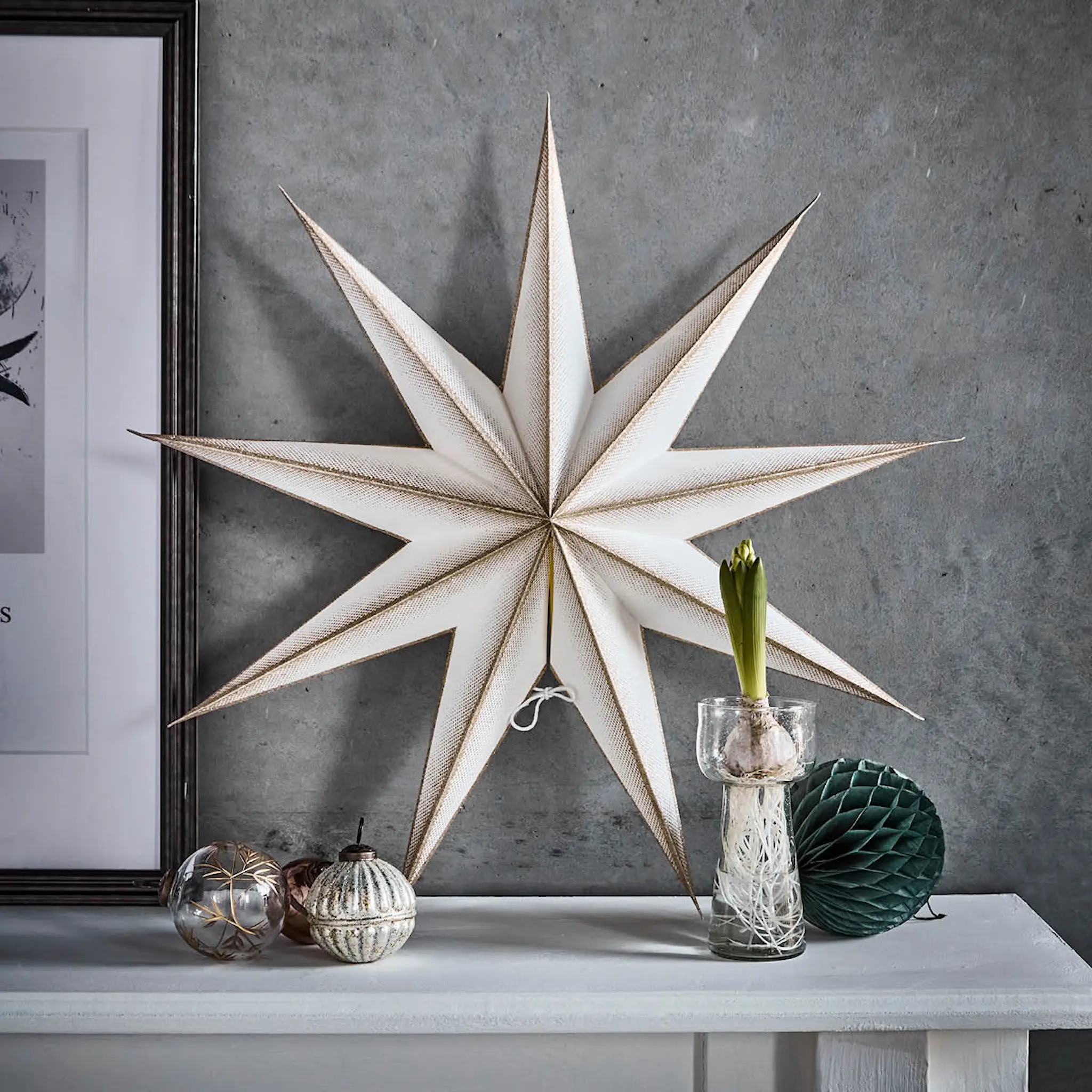 House Doctor 9 Point adventsstjärna 60 cm off-white champagne