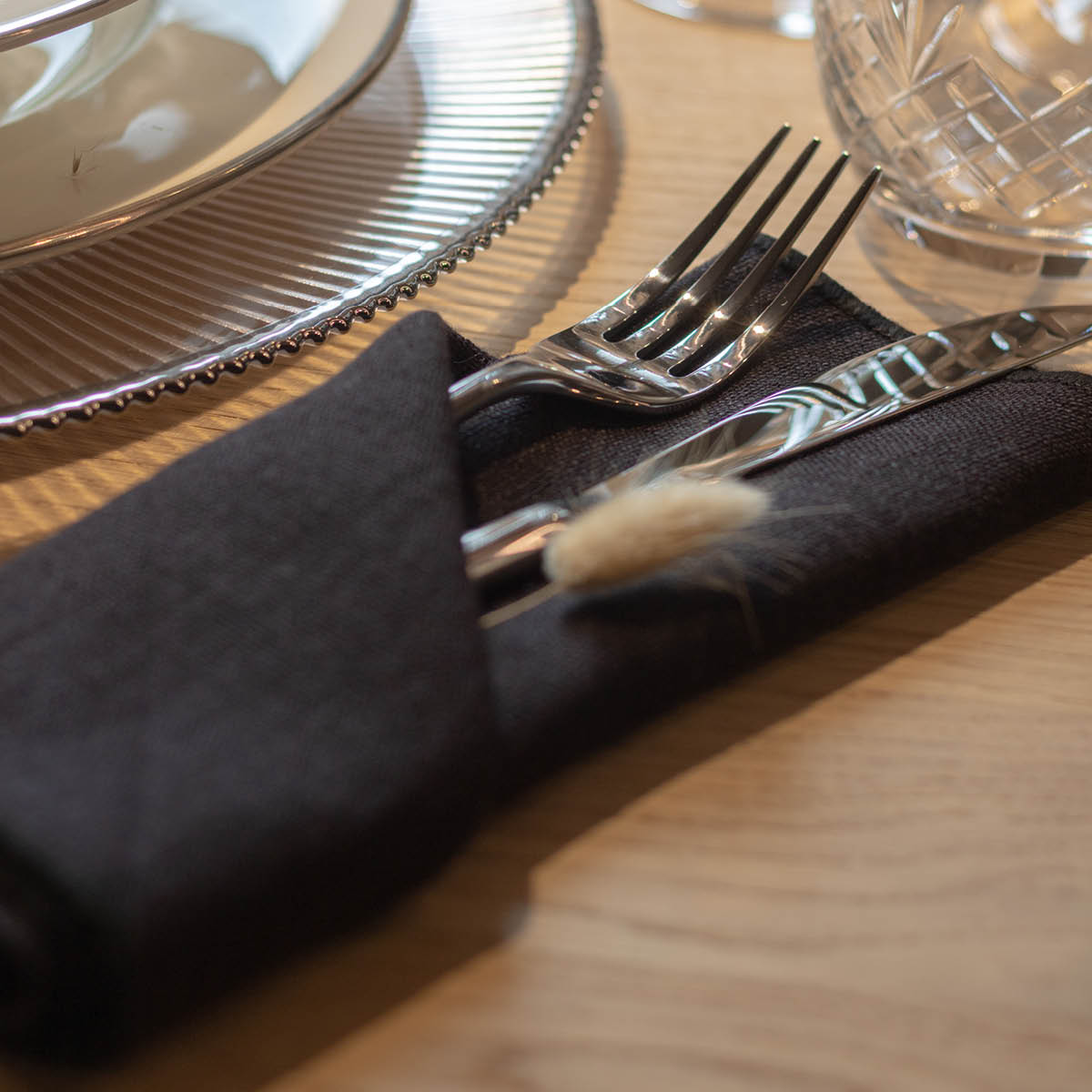 Stiernholm Kirei Lautasliina pellava 2 kpl Musta