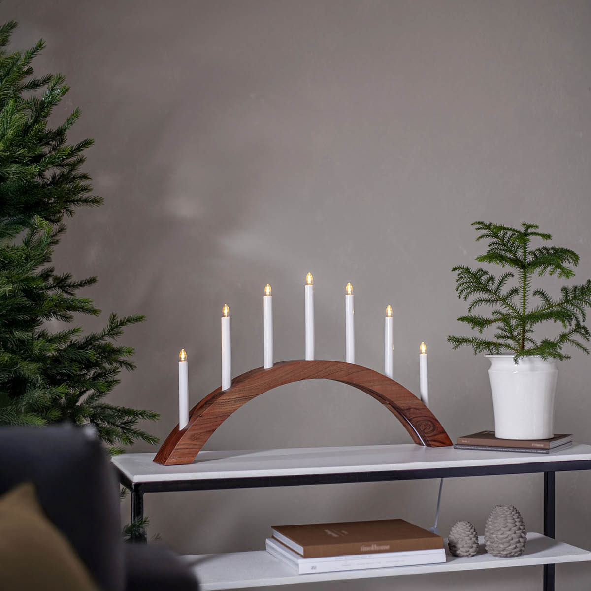 Star Trading Acca adventsljusstake bågform 40 cm brun