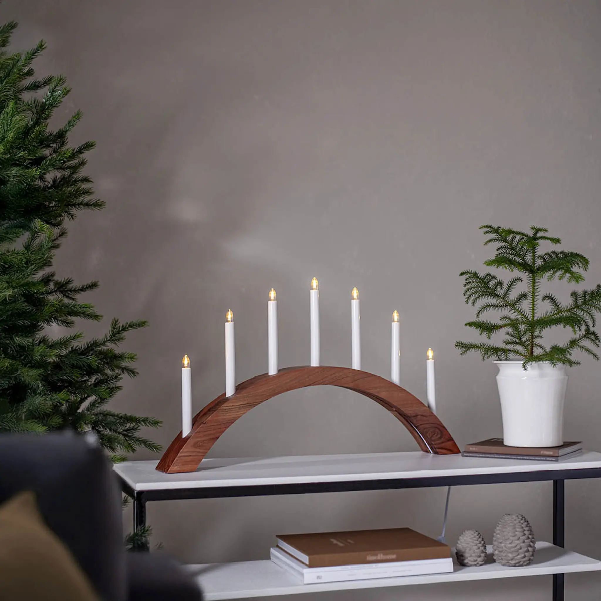 Star Trading Acca adventsljusstake bågform 40 cm brun
