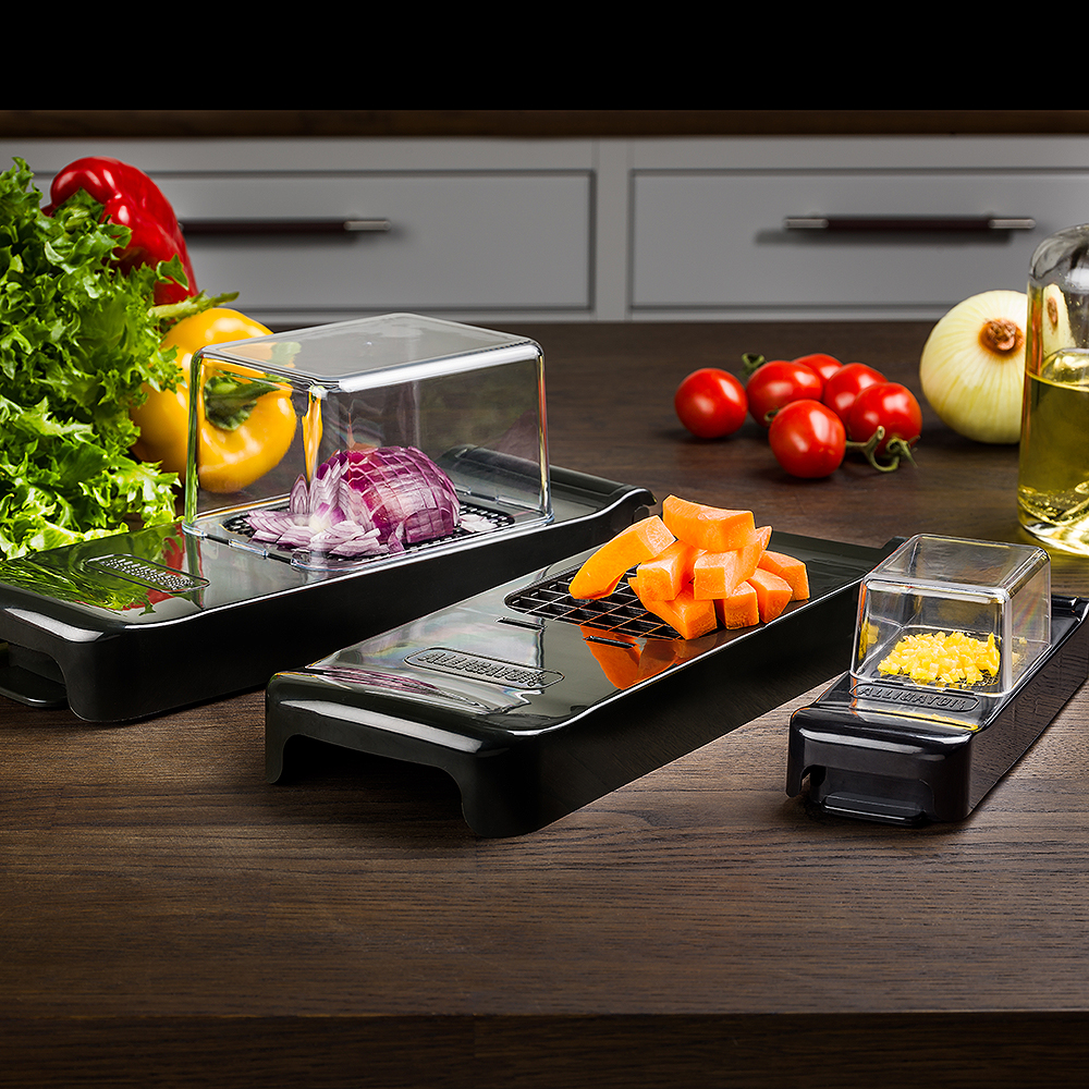 Alligator Chopper sett løkskjærer 3 deler svart