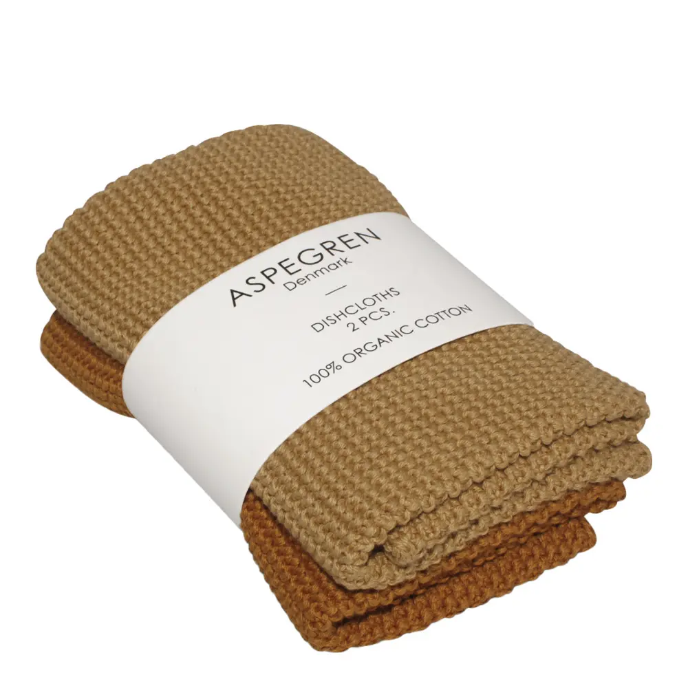 Solid Neulottu tiskirätti 26x26 cm 2 kpl Mustard