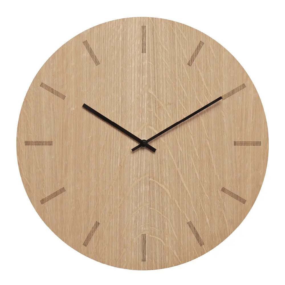 Light Oak Seinäkello 38 cm Vaalea tammi/Musta