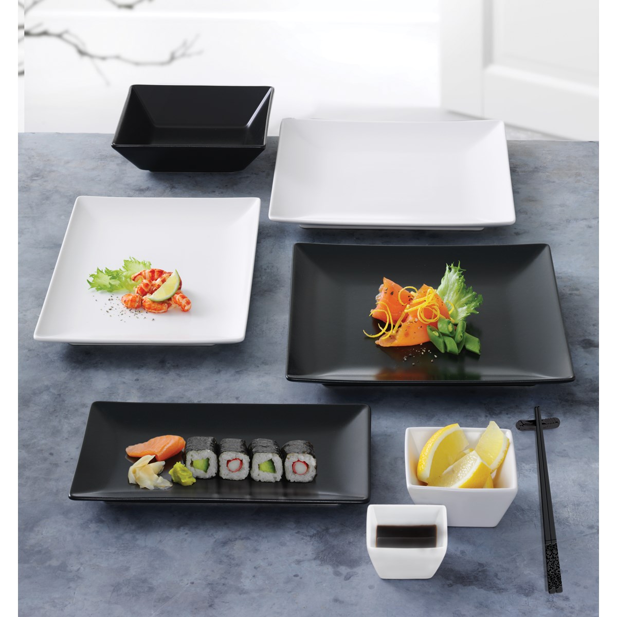 Aida Quadro Tallrik 21x21 cm Svart matt