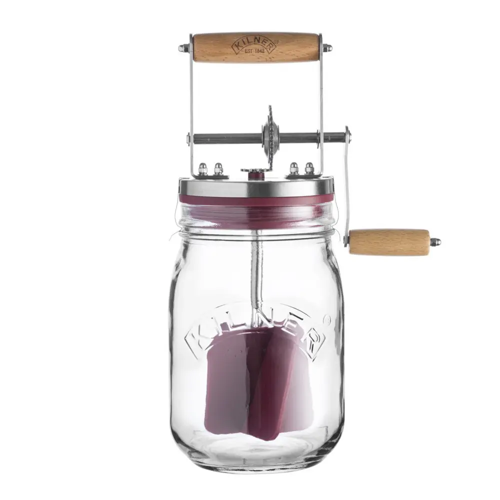 Smørkjerner 26,9x10,9 cm klar/sølv/rød