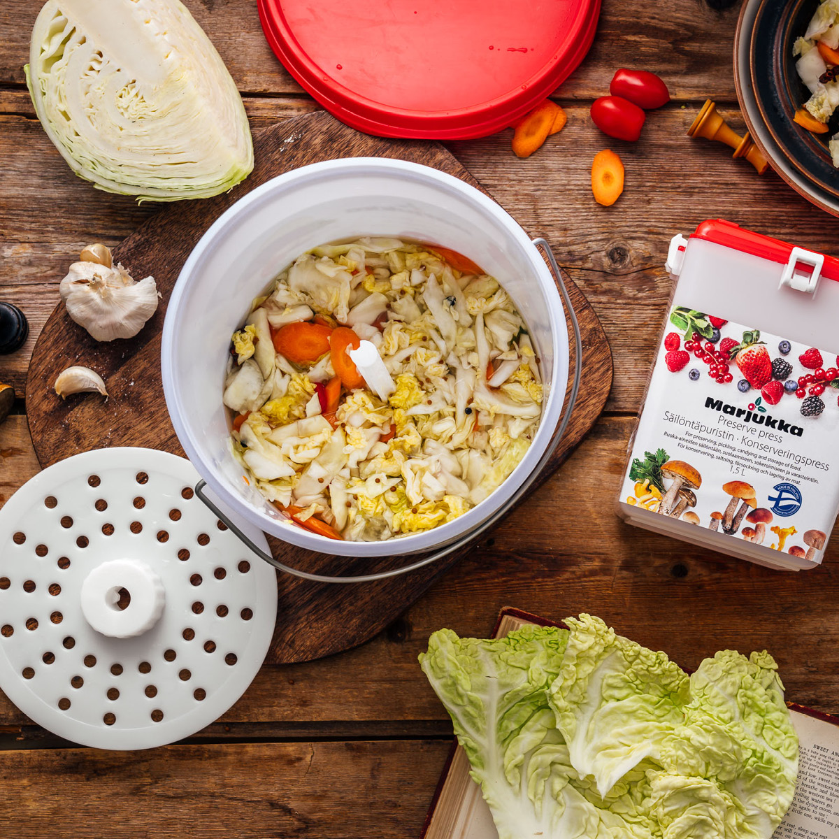 Marjukka Säilöntasanko 5 L Valkoinen/Punainen