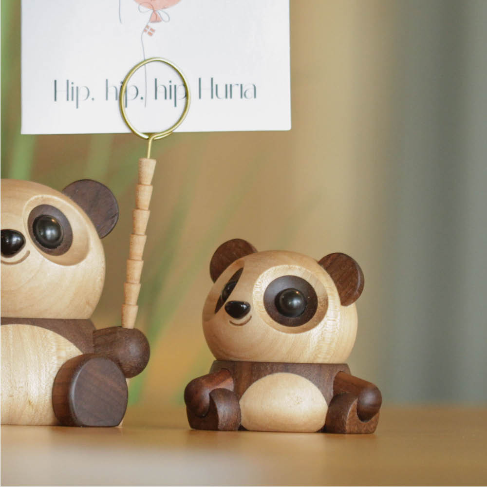 FableWood Puufiguuri panda Pom Pom 6 cm Pähkinä/Vaahtera