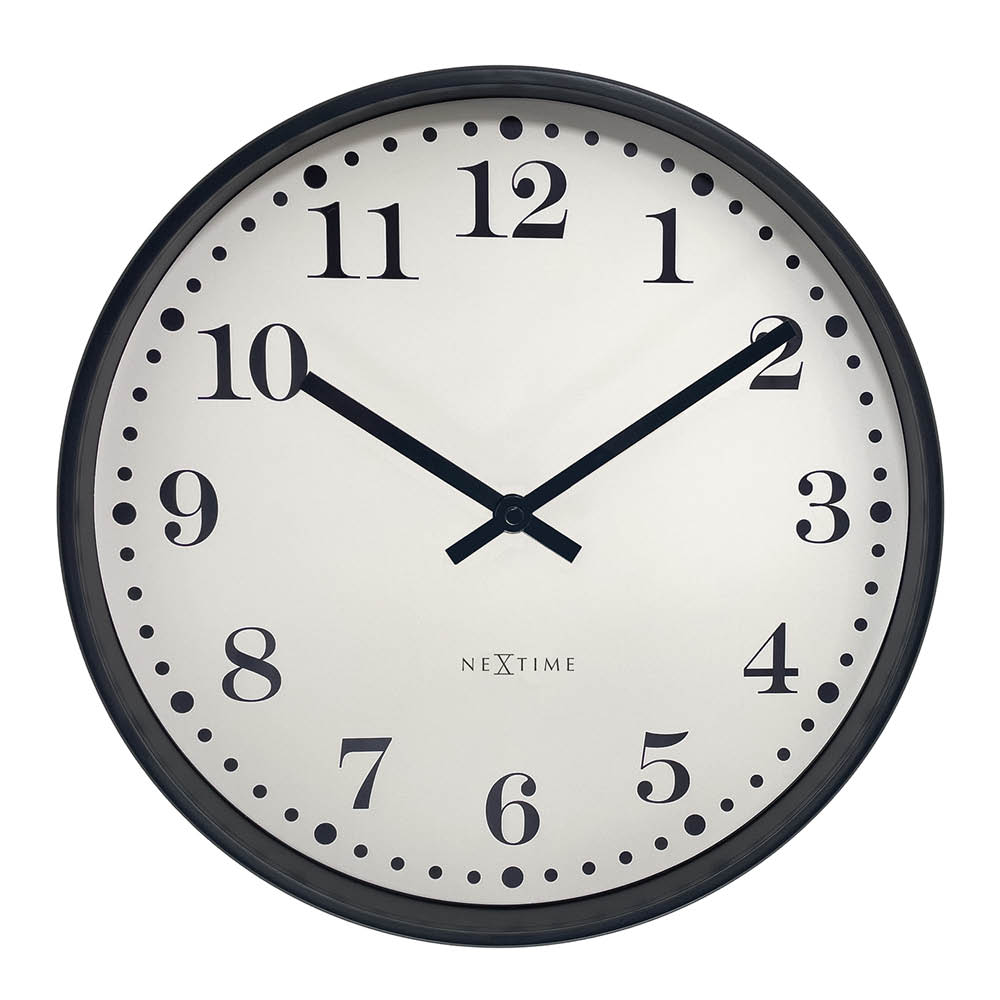 NeXtime Dickens veggklokke 30 cm svart/hvit