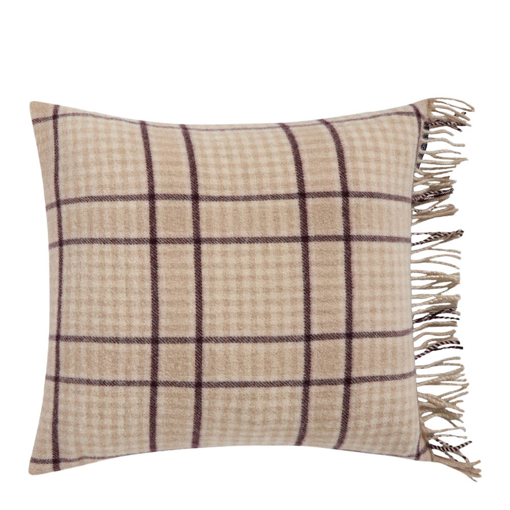 Lexington Rutigt kuddfodral ull 50x50 cm beige/fig