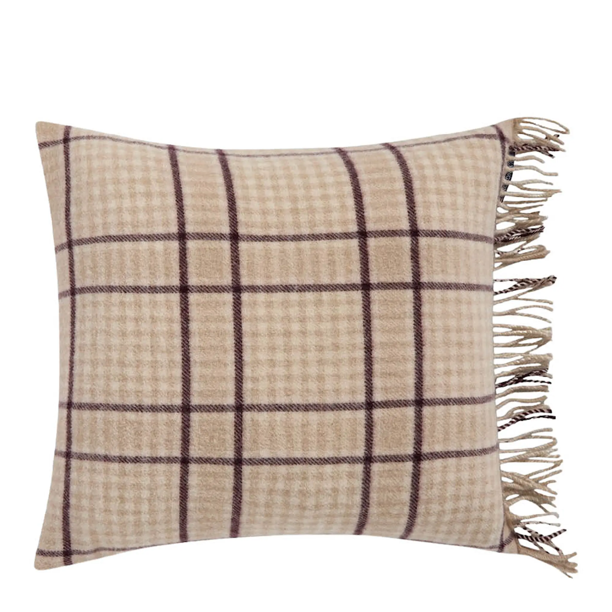 Lexington Rutigt kuddfodral ull 50x50 cm beige/fig