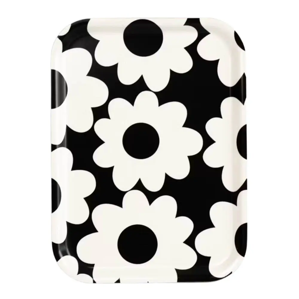 Flora serveringsbrett 27x20 cm svart/hvit