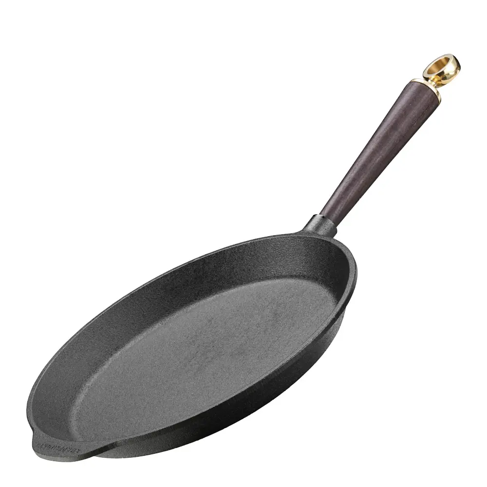 Stekepanne 28 cm m/ svart trehåndtak og messingknott
