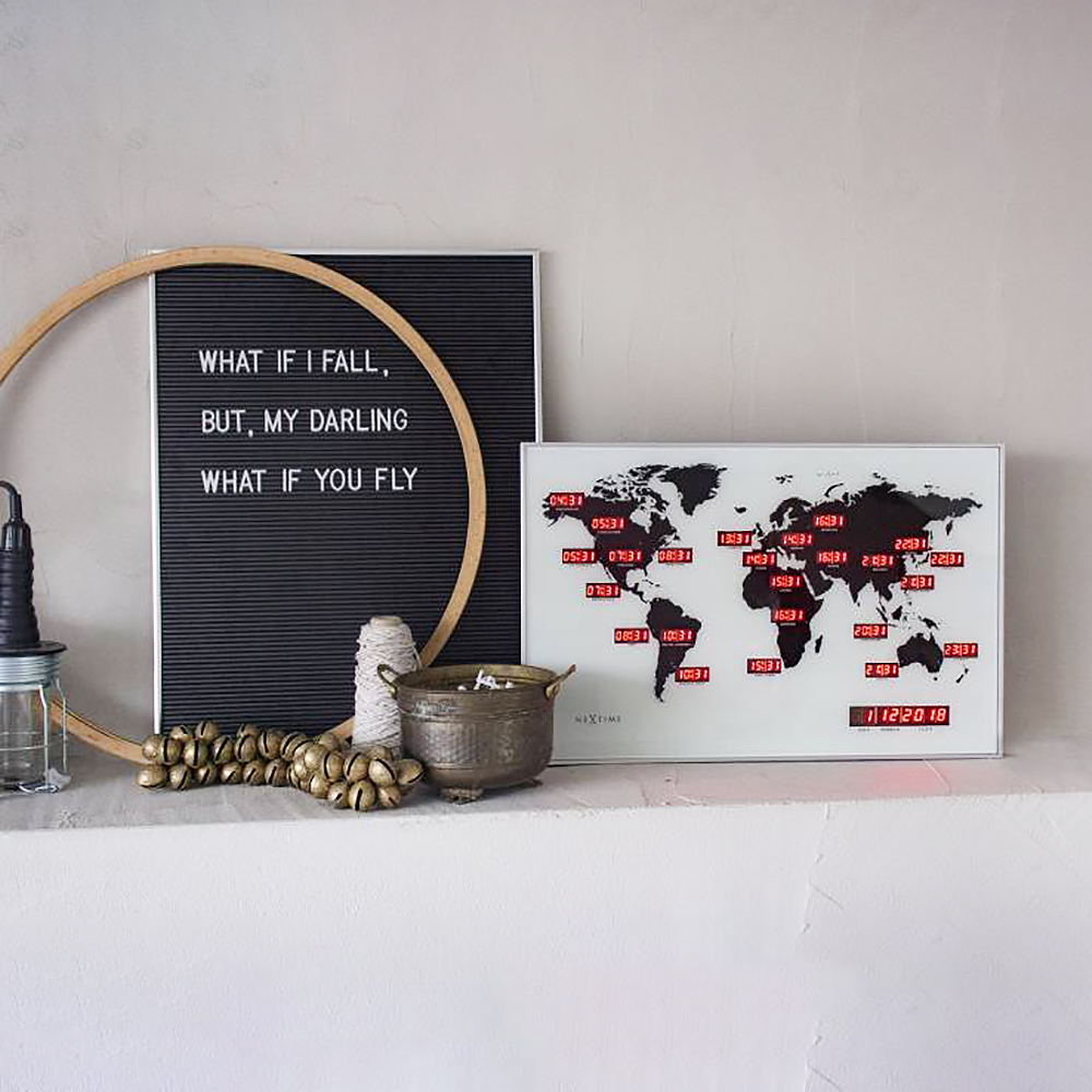 NeXtime World Time Seinäkello 55x36 cm