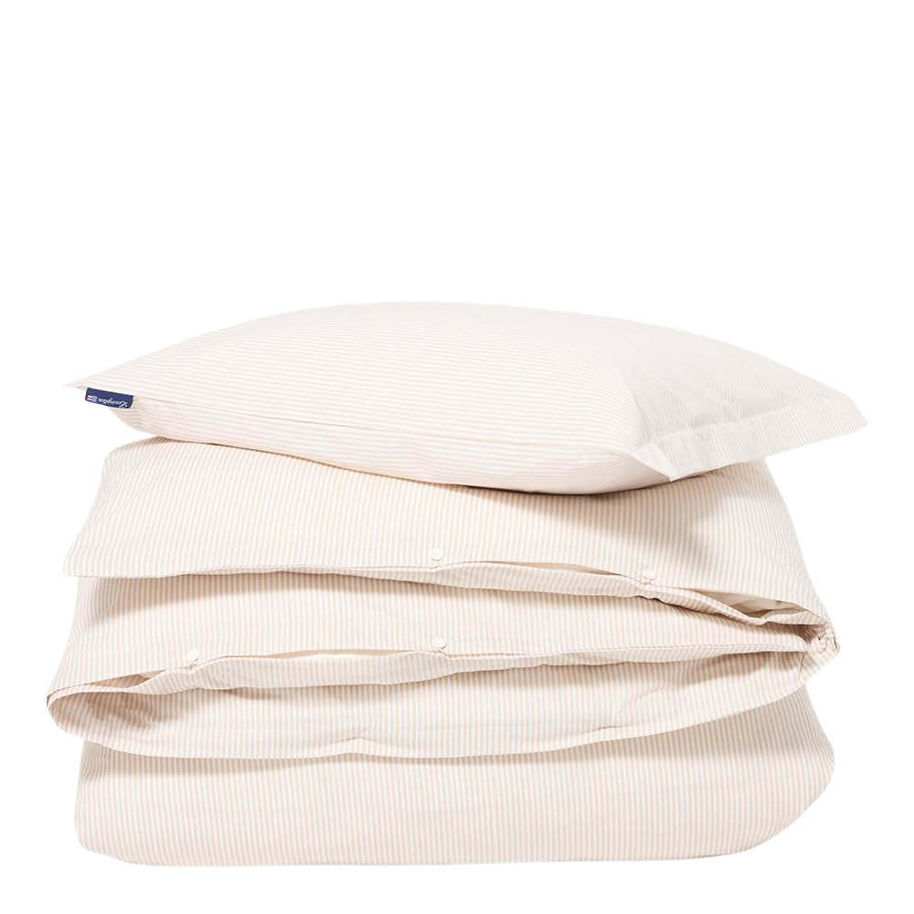 Lexington Striped Cotton Sateen påslakanset 150x210 cm beige/vit