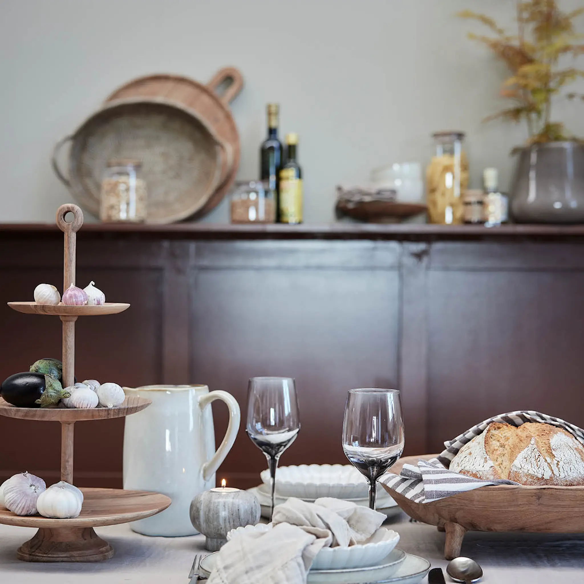 Lene Bjerre Merle träfat 39 cm naturlig akacia