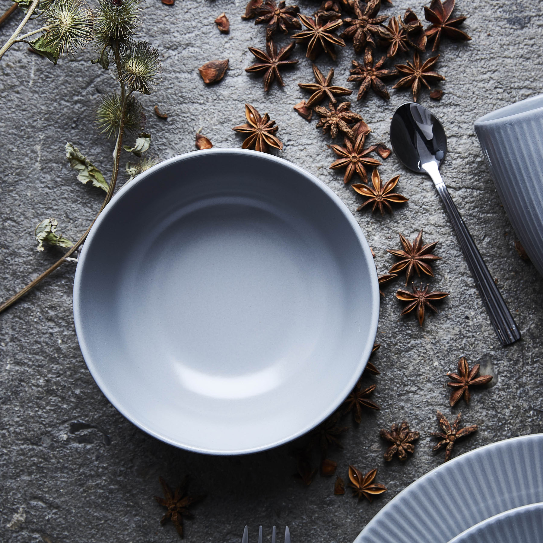 Aida Groovy stentøy skål 14,5x6,5 cm grå