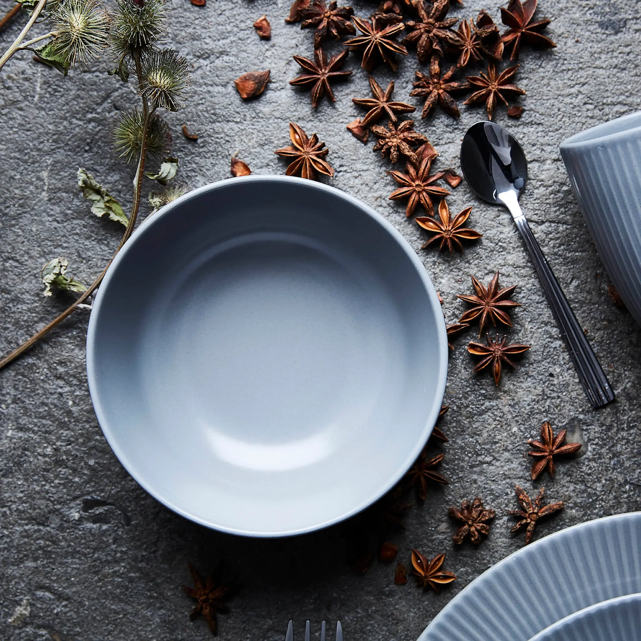 Aida Groovy stentøy skål 14,5x6,5 cm grå hover