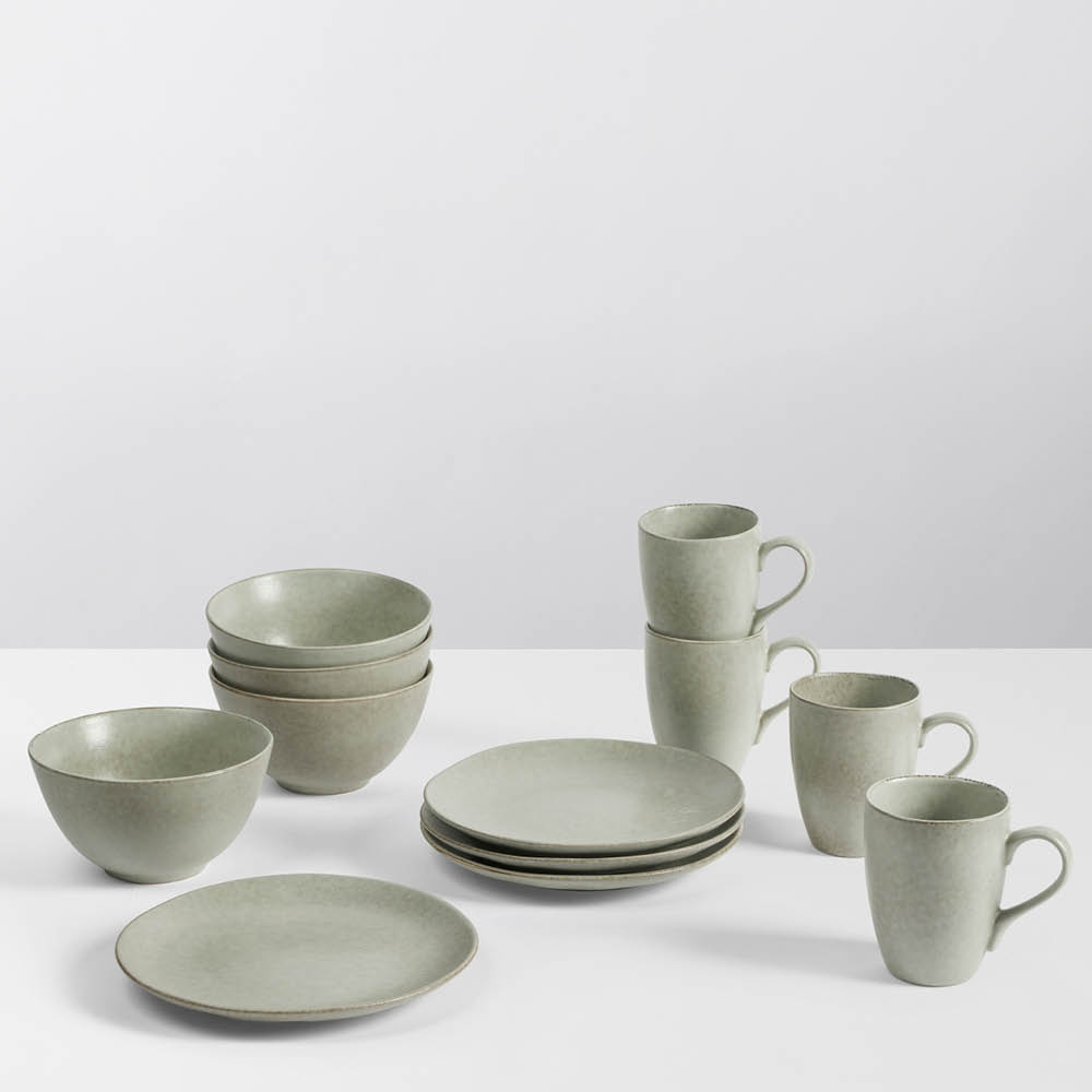 Broste Copenhagen Nordic Marsh servis frukostset 12 delar dusty green