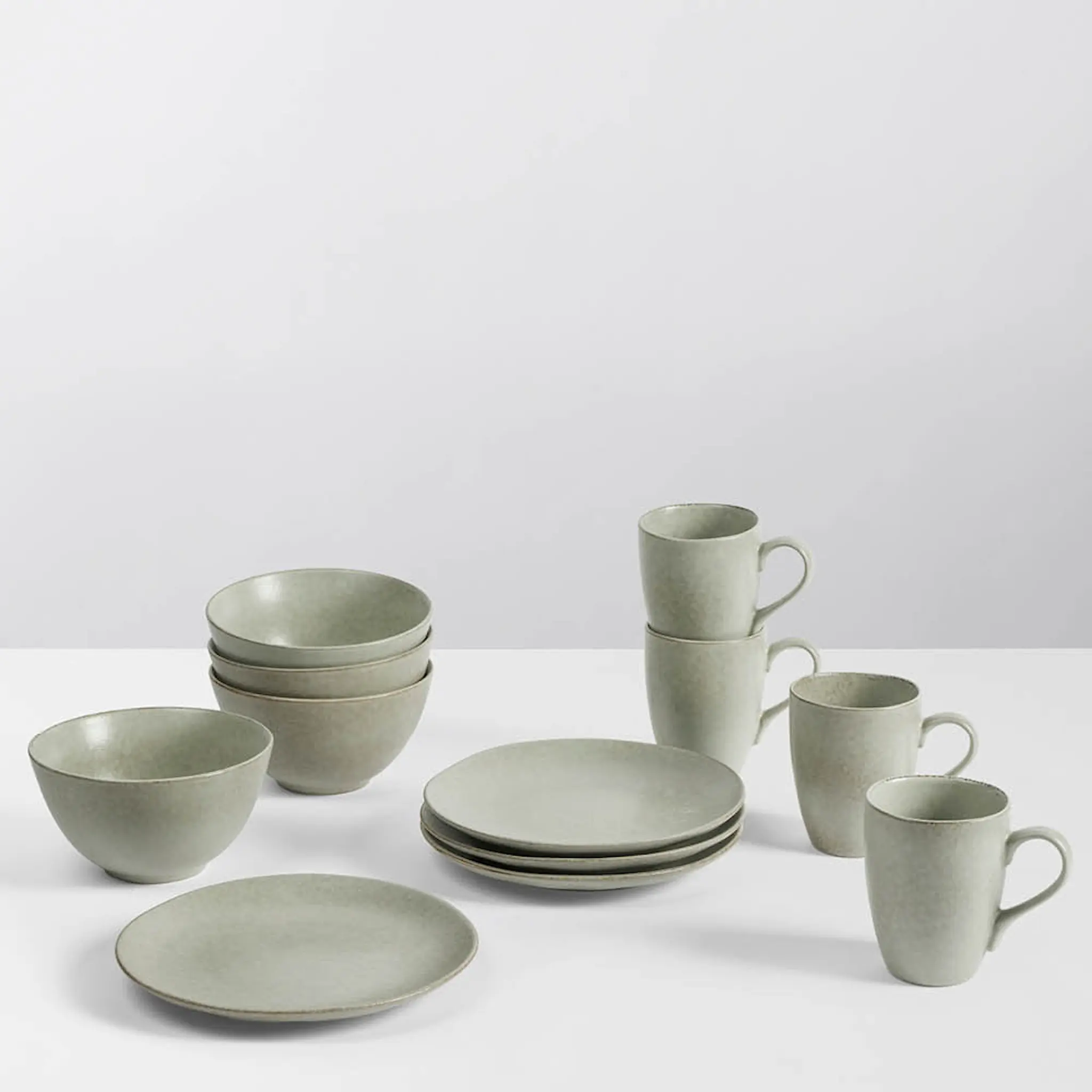 Broste Copenhagen Nordic Marsh servis frukostset 12 delar dusty green