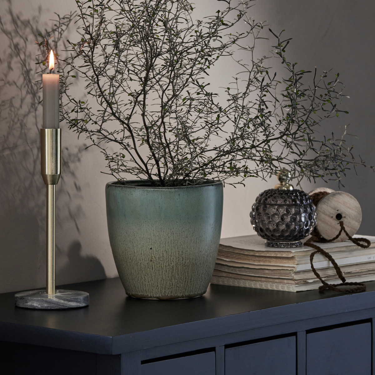 Lene Bjerre Miya burk 11 cm mörkgrå