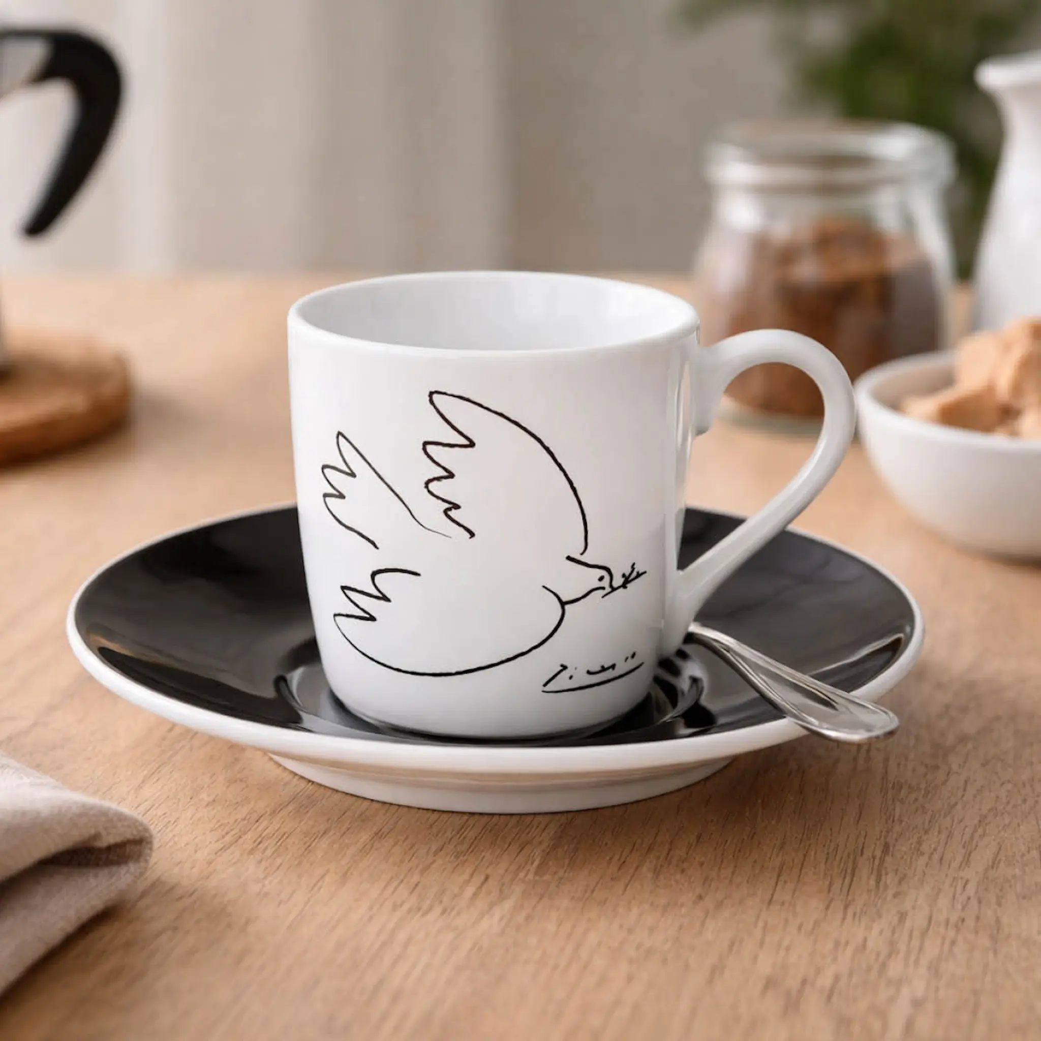 Könitz Picasso espressokopp med fat 8,5 cl 2 par La Colombe De La Paix